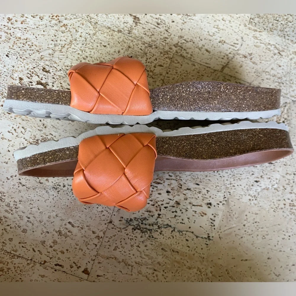 MIZ MOOZ Brown Orange Woven Rope Slide Sandals Size 42